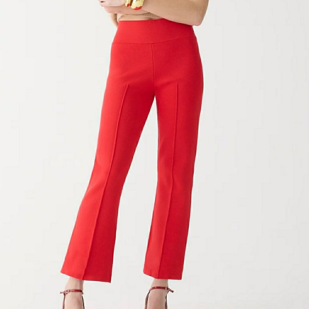 J. Crew Red Cropped Flare Kick Pants NWT
